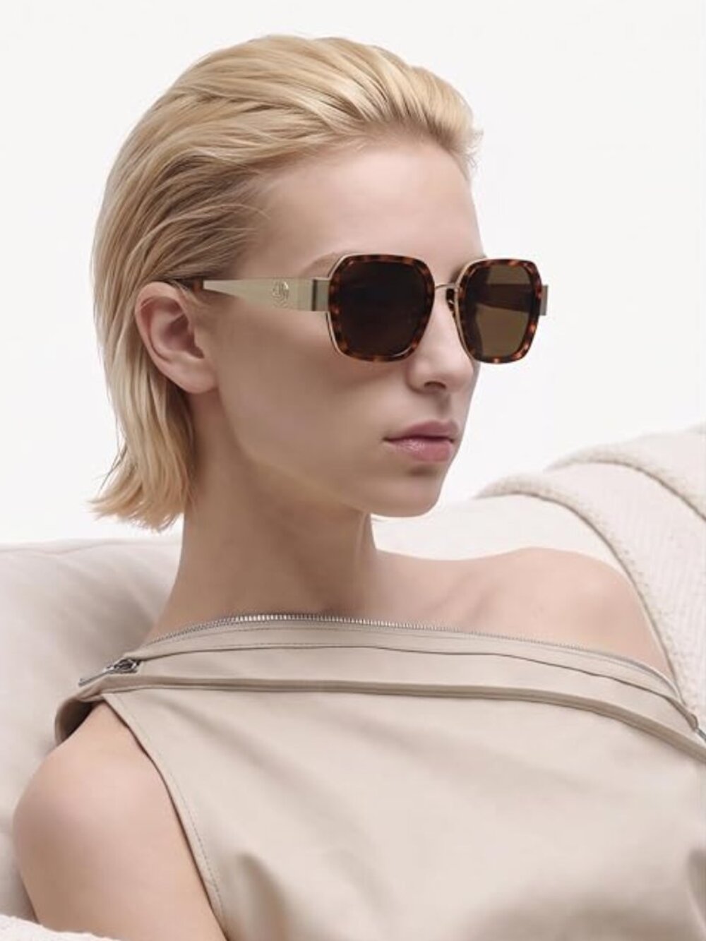 Oversized Square Polarized Metal Sunglasses